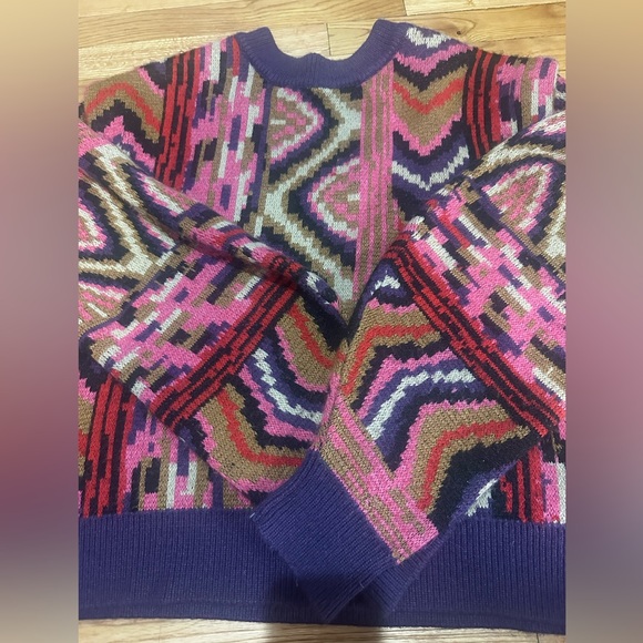 Farm Rio striped patchwork sweater boho acrylic wool blend medium - Picture 7 of 10